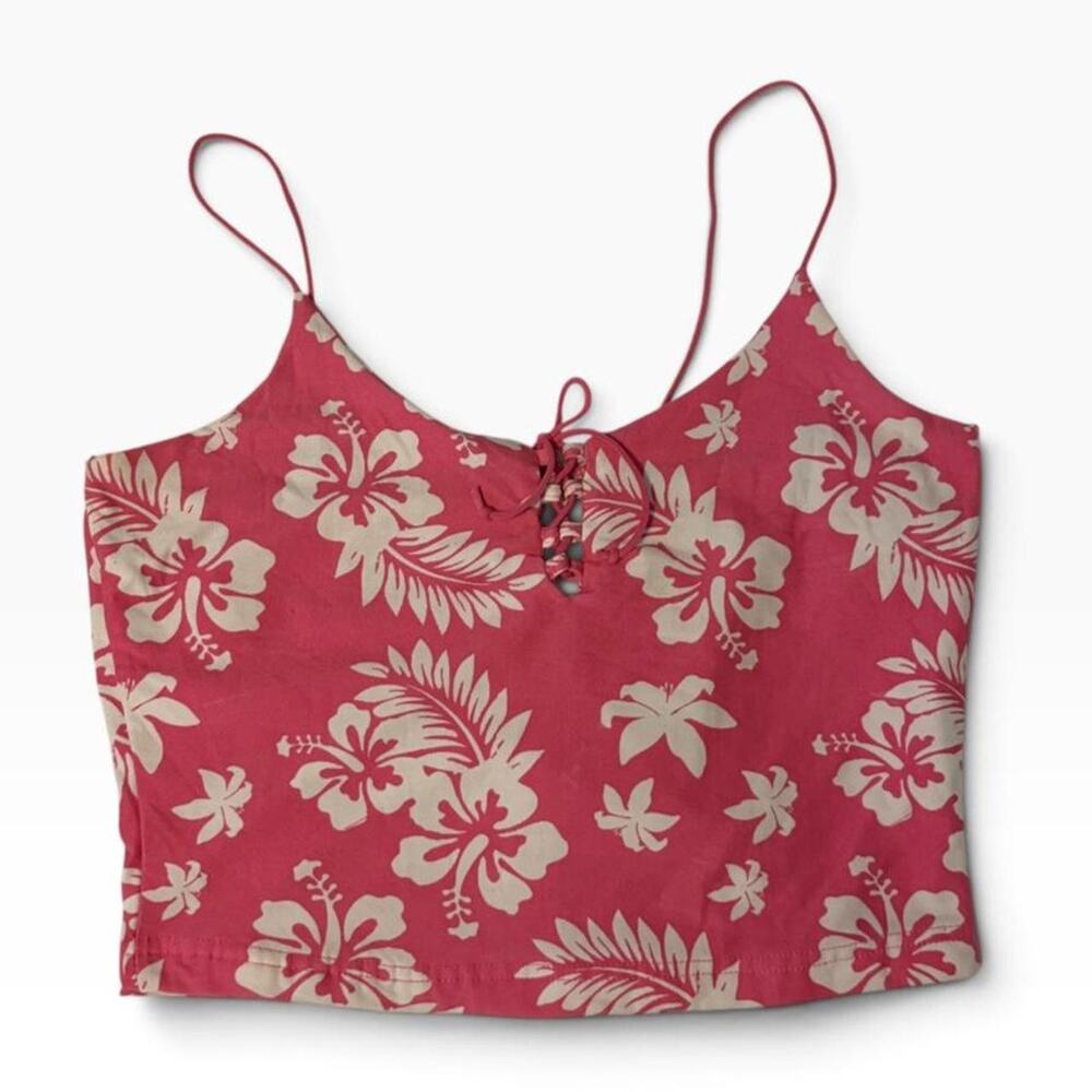 Rue21 Hibiscus Floral Print Cropped Tank Top